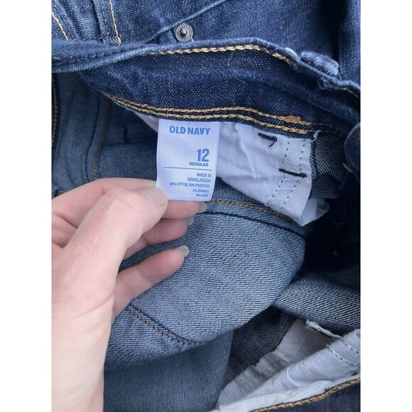 Old Navy Women 12 Jean Pant Flare Leg Low Rise Dark Wash Blue Denim Regular - Picture 4 of 6